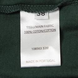 Pre Owned Balmain Green Logo Print Cotton Sleeveless T-Shirt M