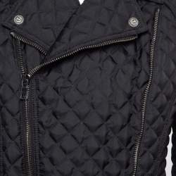 Pre Owned Balmain Black Synthetic Quilted Biker Jacket L