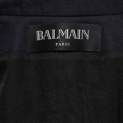 Pre Owned Balmain Navy Blue Cotton Single Breasted Blazer L