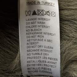 Pre Owned Balmain Green Genuine Leather Double Breasted Fur Collar Jacket L