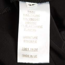 Pre Owned Balmain Black Reptile Crystal Embellished Jersey Plunging Neck Maxi Dress S