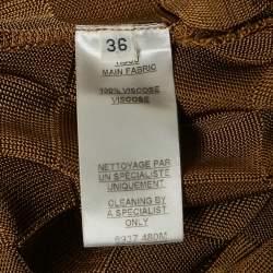 Pre Owned Balmain Brown Woven Patterned Jersey Pocket Detail Midi Skirt S