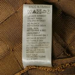 Pre Owned Balmain Brown Woven Patterned Jersey Pocket Detail Midi Skirt S