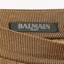 Pre Owned Balmain Brown Woven Patterned Jersey Pocket Detail Midi Skirt S