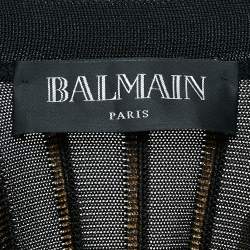 Pre Owned Balmain Black/Gold Striped Lurex Knit Duster Cardigan S