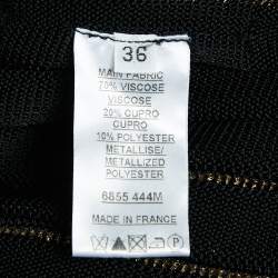 Pre Owned Balmain Black/Gold Striped Lurex Knit Duster Cardigan S