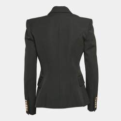 Pre Owned Balmain Black Wool Button Detail Double Breasted Blazer M