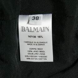 Pre Owned Balmain Black Wool Button Detail Double Breasted Blazer M