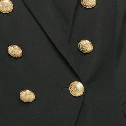 Pre Owned Balmain Black Wool Button Detail Double Breasted Blazer M