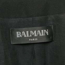 Pre Owned Balmain Black Wool Button Detail Double Breasted Blazer M