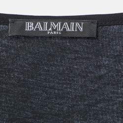 Pre Owned Balmain Black Logo Print Cotton Sleeveless T-Shirt L