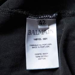 Pre Owned Balmain Black Logo Print Cotton Sleeveless T-Shirt L