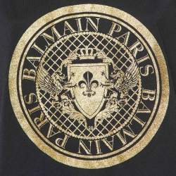 Pre Owned Balmain Black Logo Print Cotton Sleeveless T-Shirt L