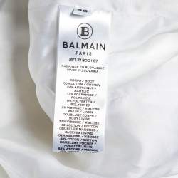 Pre Owned Balmain White Tweed Double Breasted Blazer S