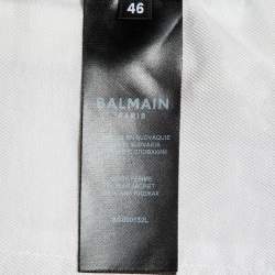 Pre Owned Balmain Ivory Wool Double Breasted Blazer XL