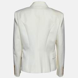 Pre Owned Balmain Ivory Wool Double Breasted Blazer XL