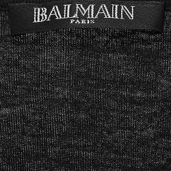 Pre Owned Balmain Black Dragon Embellished Cotton Knit Sleeveless Top M