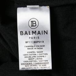 Pre Owned Balmain Black Dragon Embellished Cotton Knit Sleeveless Top M