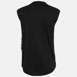 Pre Owned Balmain Black Dragon Embellished Cotton Knit Sleeveless Top M