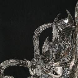 Pre Owned Balmain Black Dragon Embellished Cotton Knit Sleeveless Top M