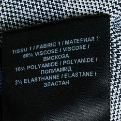 Pre Owned Balmain Blue/White Checked Stretch Knit Zip-Up Crop Top S