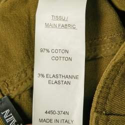 Pre Owned Balmain Olive Green Distressed Denim Accents Mini Skirt S