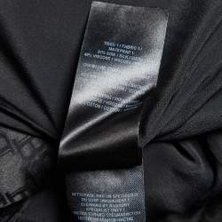 Pre Owned Balmain Black Logo Jacquard Silk Blend Palazzo Pants L