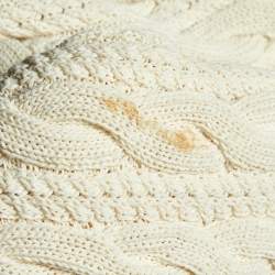Balmain White Cable Knit Button Front Skirt & Cardigan Set L