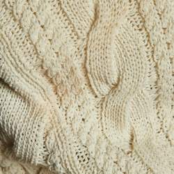 Balmain White Cable Knit Button Front Skirt & Cardigan Set L