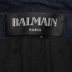Pre Owned Balmain Navy Blue Denim Double Breasted Blazer L
