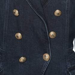 Pre Owned Balmain Navy Blue Denim Double Breasted Blazer L