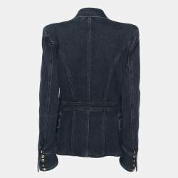 Pre Owned Balmain Navy Blue Denim Double Breasted Blazer L