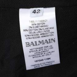 Pre Owned Balmain Navy Blue Denim Double Breasted Blazer L
