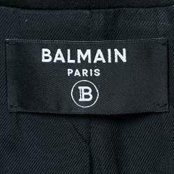 Balmain Black Crepe Grain-de-poudre Button Detail Blazer S