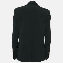 Balmain Black Crepe Grain-de-poudre Button Detail Blazer S