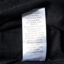 Pre Owned Balmain Black Linen Knit Button Detail Long Sleeve Top M