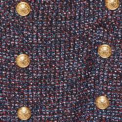 Pre Owned Balmain Multicolor Knit Button Detail Fringed Mini Skirt M