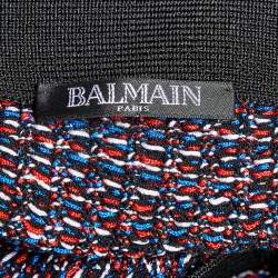 Pre Owned Balmain Multicolor Knit Button Detail Fringed Mini Skirt M