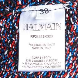 Pre Owned Balmain Multicolor Knit Button Detail Fringed Mini Skirt M