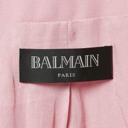 Pre Owned Balmain Pink Gabardine Double Breasted Blazer M