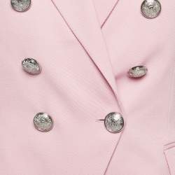 Pre Owned Balmain Pink Gabardine Double Breasted Blazer M