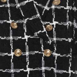 Balmain Black/White Tweed Double Breasted Blazer L