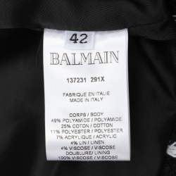Balmain Black/White Tweed Double Breasted Blazer L