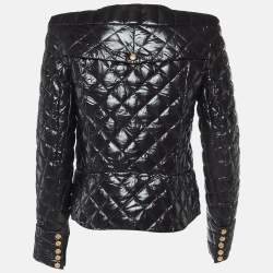 Pre Owned Balmain Black Nylon Zip-Up Quilted Down Jacket M