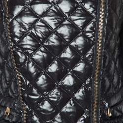 Pre Owned Balmain Black Nylon Zip-Up Quilted Down Jacket M