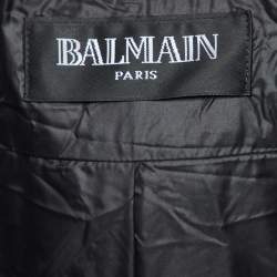 Pre Owned Balmain Black Nylon Zip-Up Quilted Down Jacket M