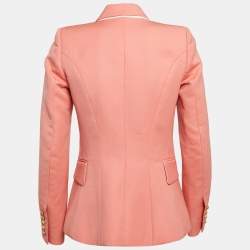 Pre Owned Balmain Peach Pink Wool Double Breasted Button Detail Blazer S