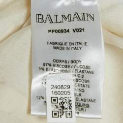 Balmain Metallic Blue Sequin Sleeveless Bodysuit M
