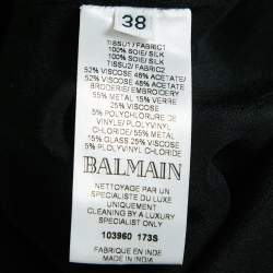 Balmain Black Beads and Sequin Embellished Silk Mini Shift Dress M