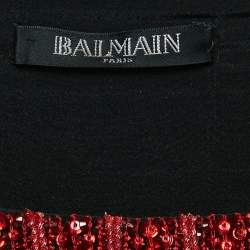Balmain Black Beads and Sequin Embellished Silk Mini Shift Dress M